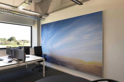 Baffles flottants acoustiques et murs d'impression bureaux