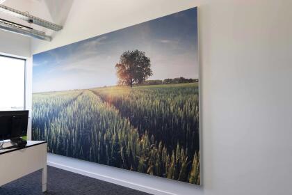 Baffles flottants acoustiques et murs d'impression bureaux