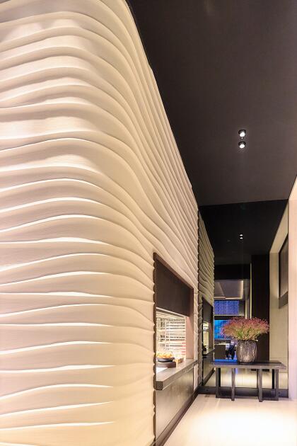 Akoestische spanplafonds en beprinte lichtplafons la réserve Knokke