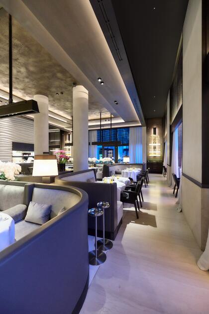 Akoestische spanplafonds en beprinte lichtplafons la réserve Knokke